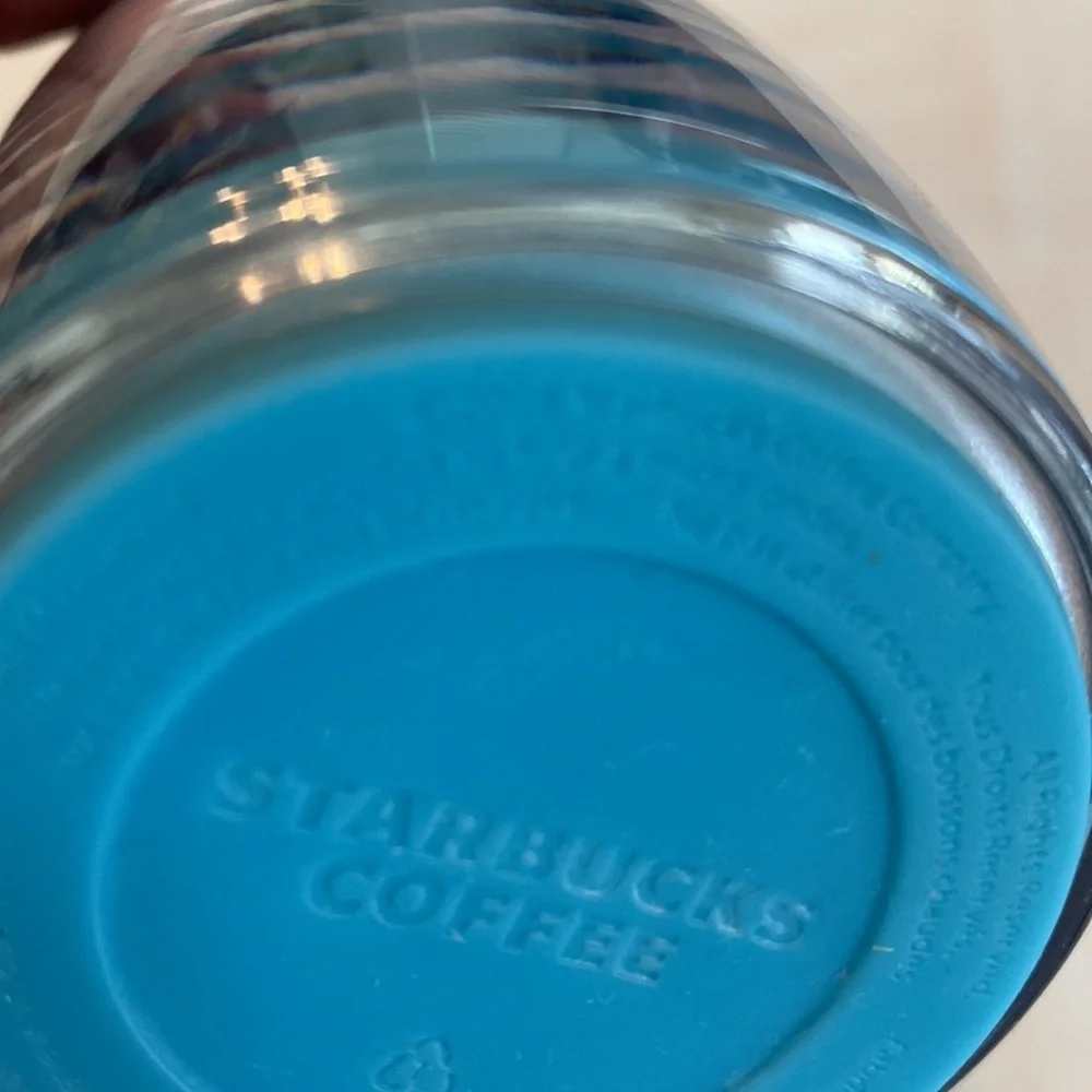 Starbucks Coffee Double Wall Tumbler 16 Oz Teal Clear dome lid 2008